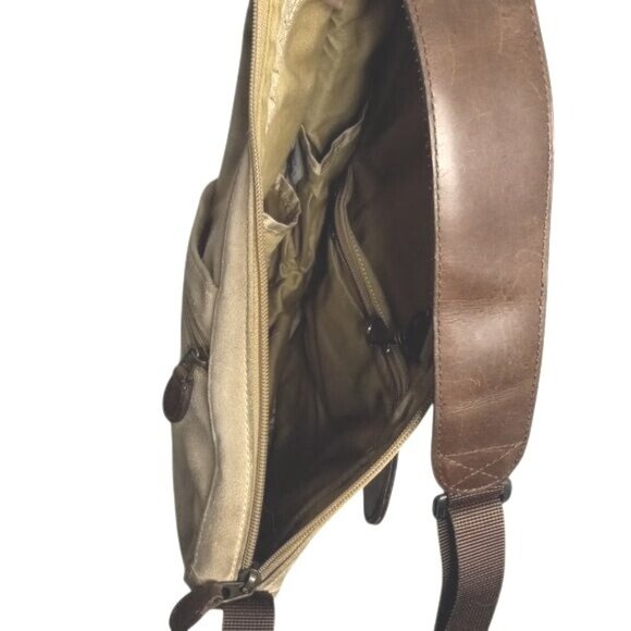 LL Bean Ameribag Unisex Healthy Back Bag Sling Backpack Suede Leather Vintage - Picture 6 of 12